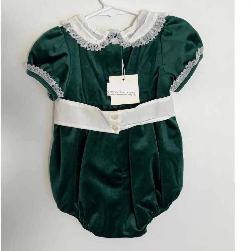 Lulu Bebe Green Velvet Bubble NWT $66 size 24 mo